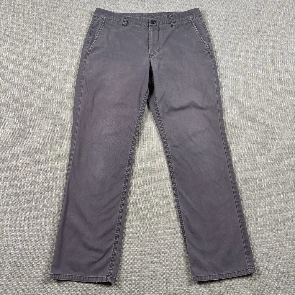 Bonobos Washed Chinos Pants Men 32x30 Gray Straight Fit Casual Flat Front Preppy